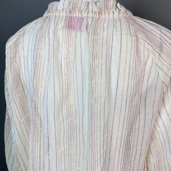 Miss June top tunic Medium peasant cover-up boho cream tassel beach sheer - Picture 5 of 11